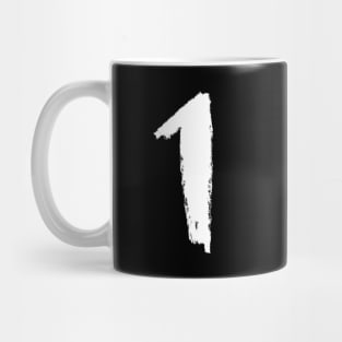 Handwritten Numeral: One, Number 1 Mug